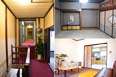 ２階は廊下を挟んで左右に部屋が並ぶ。右下はリフォームしたリビングとダイニングキッチン。